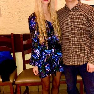 Express Bell Sleeve Paisley Fit n Flare Dress